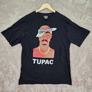 Cross Colours Tupac Shakur 2Pac T-Shirt Black Short Sleeve Men's XL Hip Hop